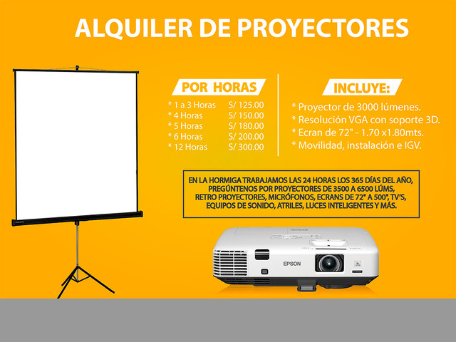 ALQUILER DE PROYECTOR MULTIMEDIA, ECRAN Y EQUIPOS AUDIOVISUALES