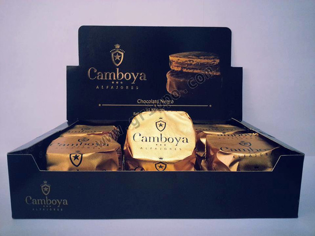 Alfajores Camboya Chocolate Negro rellenos con Dulce de Leche