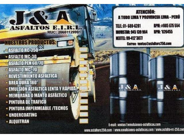 J & A ASFALTOS EIRL BREAS SOLIDAS-X GALONES Y CILINDROS DE 55 GLNS Y