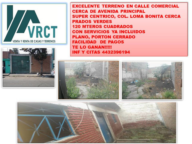 BUENISIMO TERRENO COMERCIAL, HABITACIONAL, LOMA BONITA $580,000