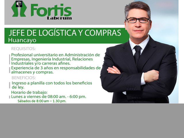 JEFE DE LOGÍSTICA Y COMPRAS (Sector Consumo Masivo Alimentos) (Zona Huan