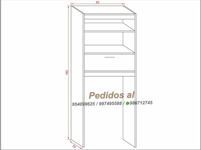 Muebles modernos (Organizador de baño sobre inodoro Málaga) S-235 soles