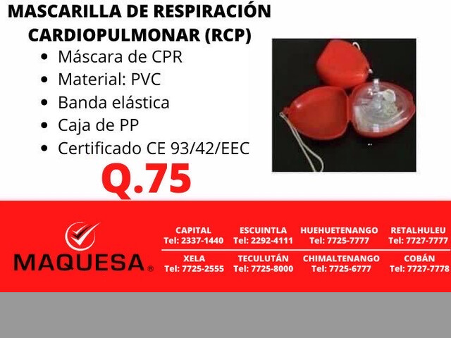 MASCARILLA DE RESPIRACIÓN CARDIO PULMONAR