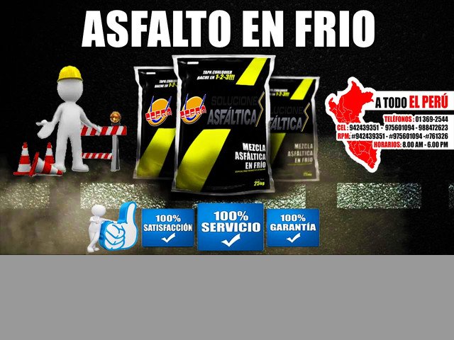 ASFALTO EN FRIO Y CALIENTE PUESTO EN OBRA CONSULTE!!!