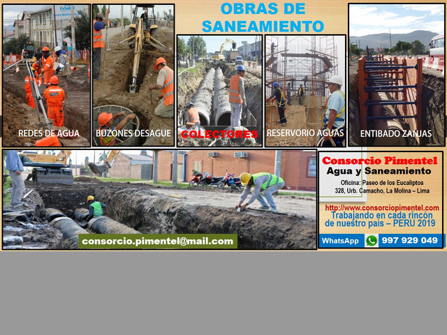 Obras de Saneamiento Agua, Desagüe, Alcantarillado Reservorios Perú 2019