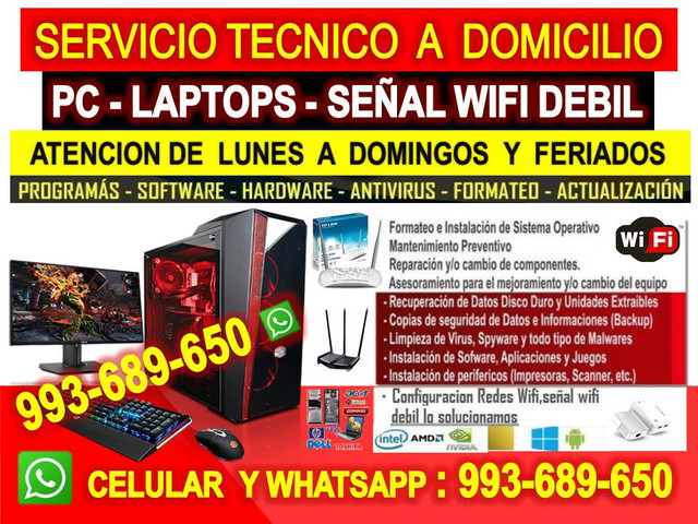 TECNICO DE PC INTERNET WIFI LAPTOPS A DOMICILIO
