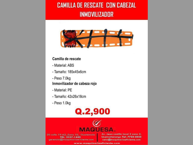 Camilla de rescate con inmovilizador