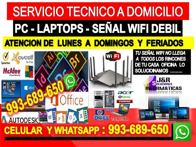 Tecnico de Repetidores wifi pcs laptops formateos cableados