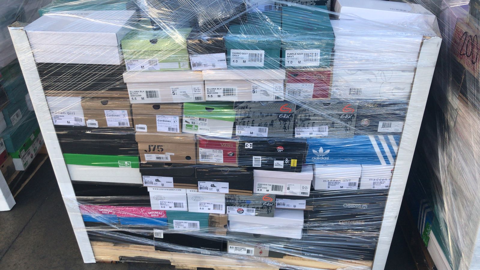 zapatos y tenis en lotes y pallets desde L.A a Mexico por mayoreo