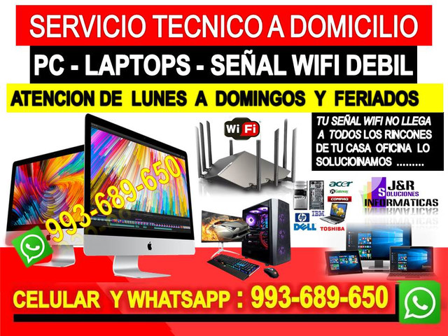 Servicio tecnico a internet pcs laptops Formateos cableados a domicilio