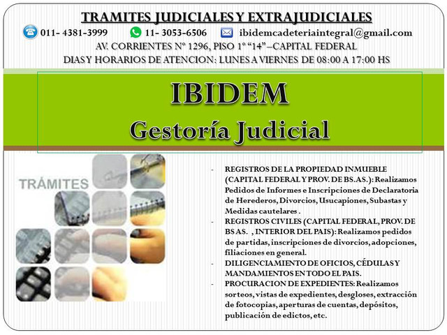 Dilgencias, Tramites registrales, Procuracion, Servicios para abogados y