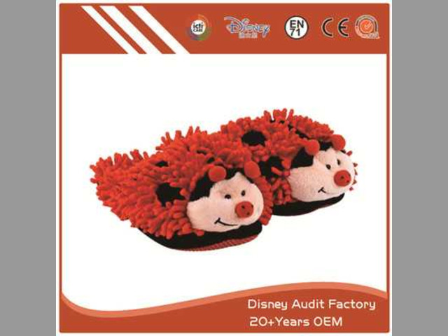 Fuzzy Ladybug Slippers