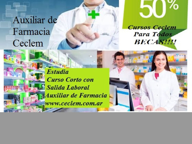 Curso AUXILIAR DE FARMACIA salida laboral Beca 50%