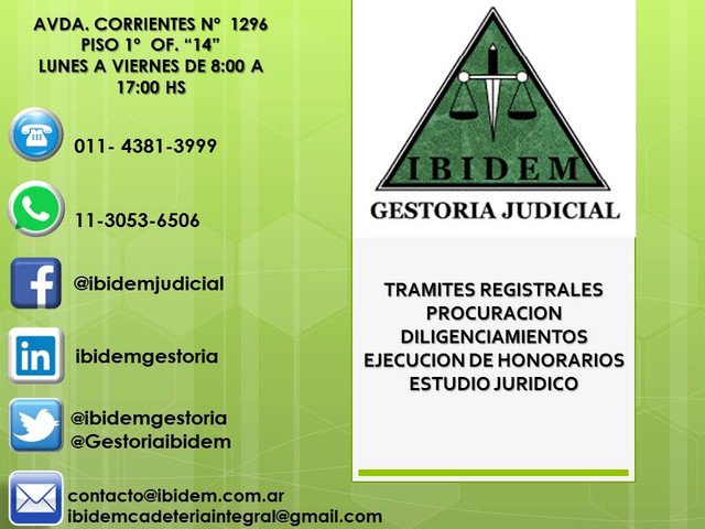 Dilgencias, Tramites registrales, Procuracion, Servicios para abogados y