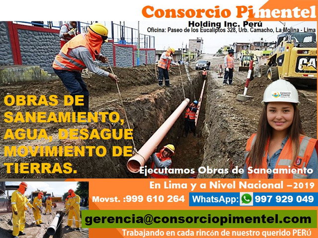 Obras de Saneamiento Agua, Desagüe, Alcantarillado Reservorios Perú 2019